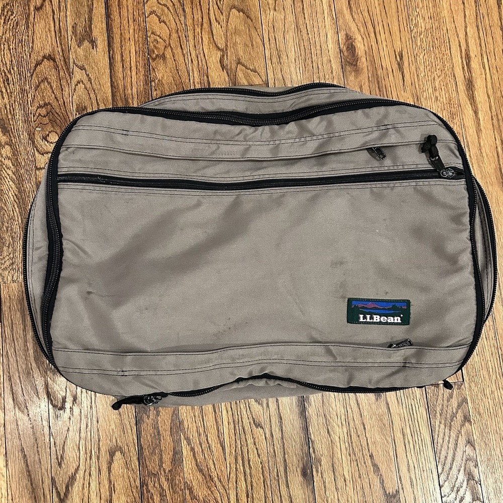Vintage LL Bean 3 Way Bag Briefcase, Backpack, Messenger Cross Body Bag Tan